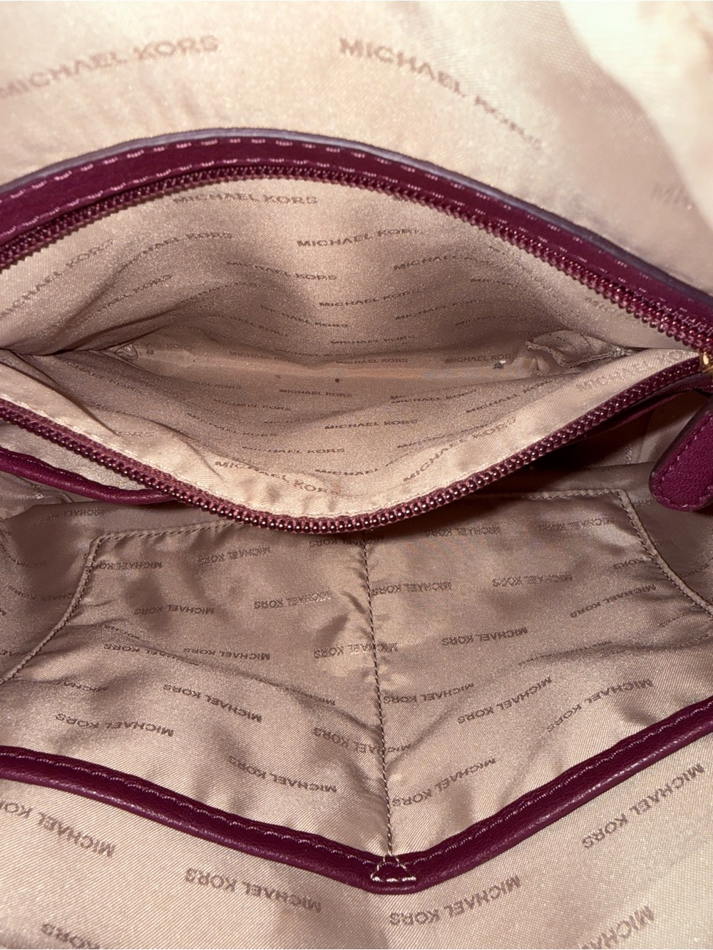 Michael Kors Pebbled Leather Grommet Strap Hobo Shoulder Bag – Plum/Burgundy - Picture 11 of 12